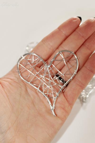 Draht Herzen Rattanoptik Silber